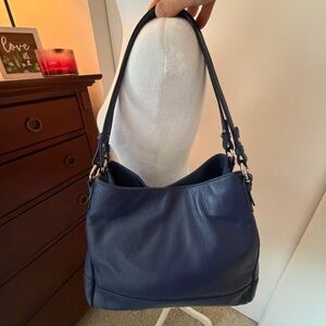 Audrey Brooke Navy Leather Shoulder Bag